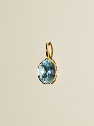 Droplet Aquamarine Oval Cut Charm in Yellow 14k Gold