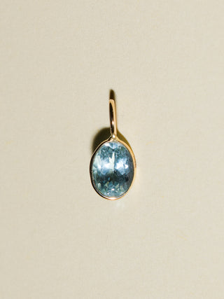Droplet Aquamarine Oval Cut Charm in Yellow 14k Gold