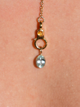 Droplet Aquamarine Oval Cut Charm in Yellow 14k Gold