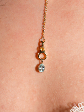 Droplet Aquamarine Oval Cut Charm in Yellow 14k Gold