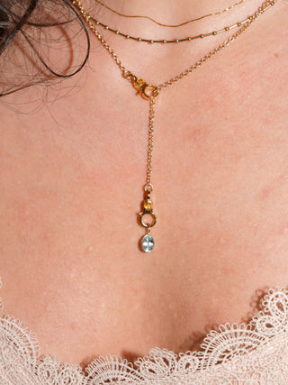 Droplet Aquamarine Oval Cut Charm in Yellow 14k Gold