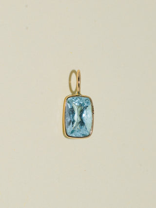 Walk on Water Aquamarine Cushion Cut Charm in Yellow 14k Gold