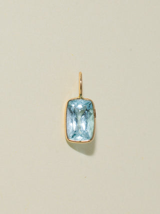 Walk on Water Aquamarine Cushion Cut Charm in Yellow 14k Gold