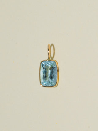 Walk on Water Aquamarine Cushion Cut Charm in Yellow 14k Gold
