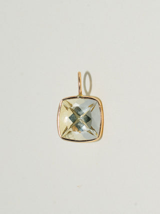 Highlighter Heliodor Cushion Cut Charm in Yellow 14k Gold