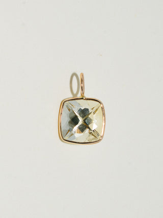 Highlighter Heliodor Cushion Cut Charm in Yellow 14k Gold