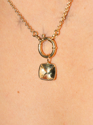 Highlighter Heliodor Cushion Cut Charm in Yellow 14k Gold
