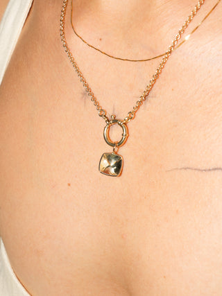 Highlighter Heliodor Cushion Cut Charm in Yellow 14k Gold