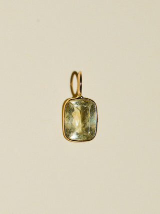 Lightbulb Heliodor Cushion Cut Charm in Yellow 14k Gold