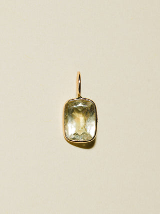 Lightbulb Heliodor Cushion Cut Charm in Yellow 14k Gold