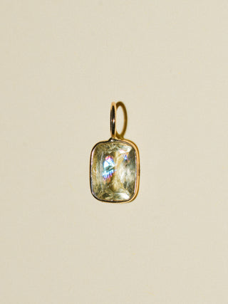 Lightbulb Heliodor Cushion Cut Charm in Yellow 14k Gold
