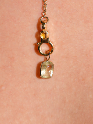 Lightbulb Heliodor Cushion Cut Charm in Yellow 14k Gold