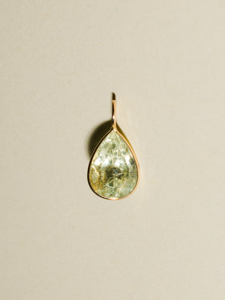 Fairy Dust Heliodor Teardrop Cut Charm in Yellow 14k Gold