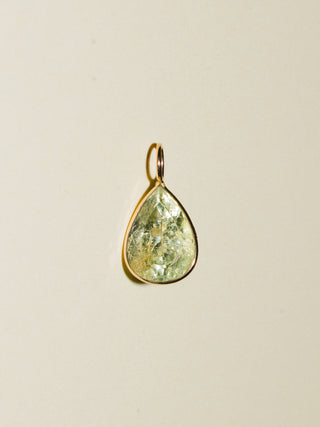 Fairy Dust Heliodor Teardrop Cut Charm in Yellow 14k Gold