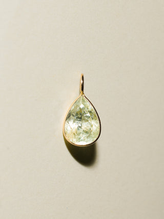 Fairy Dust Heliodor Teardrop Cut Charm in Yellow 14k Gold