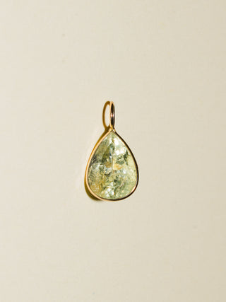 Fairy Dust Heliodor Teardrop Cut Charm in Yellow 14k Gold