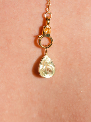 Fairy Dust Heliodor Teardrop Cut Charm in Yellow 14k Gold