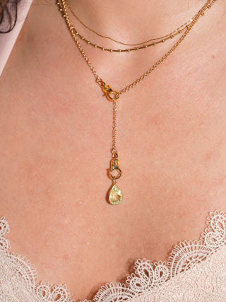 Fairy Dust Heliodor Teardrop Cut Charm in Yellow 14k Gold