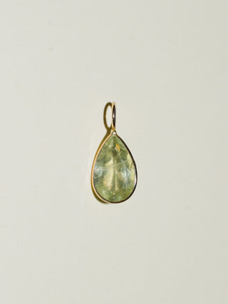 Baby Honeydew Heliodor Teardrop Cut Charm in Yellow 14k Gold