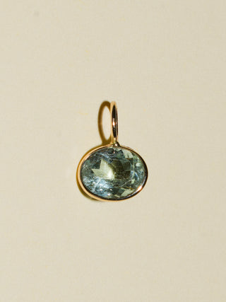 Fresh Aquamarine East West Oval Cut Charm in Yellow 14k Gold