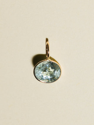 Fresh Aquamarine East West Oval Cut Charm in Yellow 14k Gold
