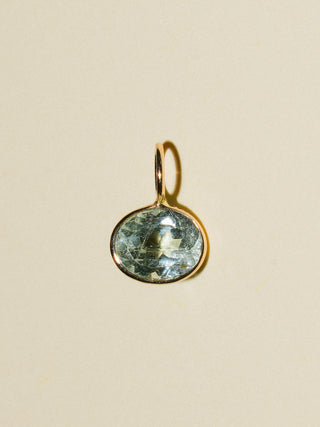 Fresh Aquamarine East West Oval Cut Charm in Yellow 14k Gold