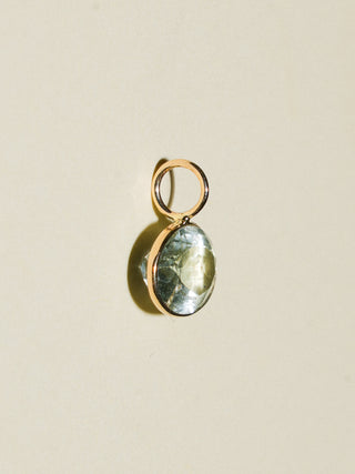 Squeaky Aquamarine East West Oval Cut Charm in Yellow 14k Gold