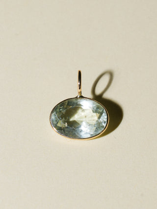 Squeaky Aquamarine East West Oval Cut Charm in Yellow 14k Gold