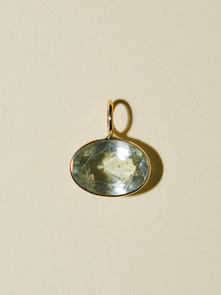 Squeaky Aquamarine East West Oval Cut Charm in Yellow 14k Gold