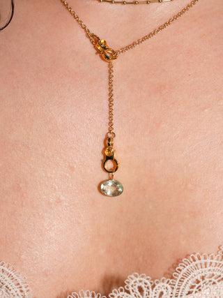 Squeaky Aquamarine East West Oval Cut Charm in Yellow 14k Gold