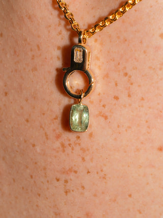 Breaststroke Aquamarine Can Cut Charm in Yellow 14k Gold