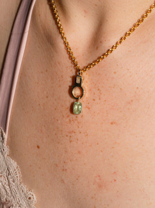 Breaststroke Aquamarine Can Cut Charm in Yellow 14k Gold