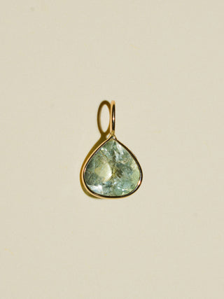 Morning Dew Aquamarine Pear Cut Charm in Yellow 14k Gold