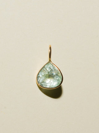 Morning Dew Aquamarine Pear Cut Charm in Yellow 14k Gold