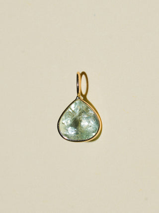 Morning Dew Aquamarine Pear Cut Charm in Yellow 14k Gold