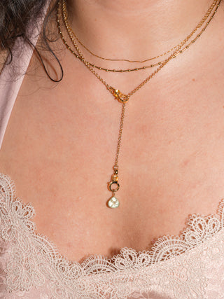 Morning Dew Aquamarine Pear Cut Charm in Yellow 14k Gold