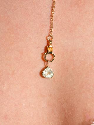 Morning Dew Aquamarine Pear Cut Charm in Yellow 14k Gold