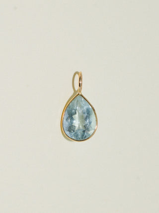 Fishy Aquamarine Teardrop Cut Charm in Yellow 14k Gold