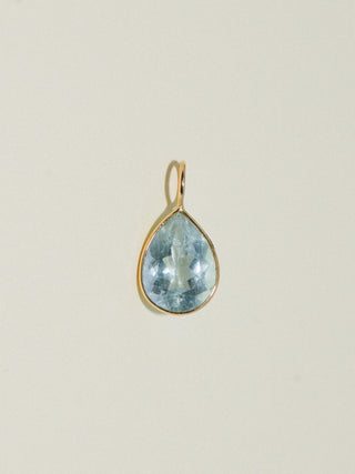 Fishy Aquamarine Teardrop Cut Charm in Yellow 14k Gold