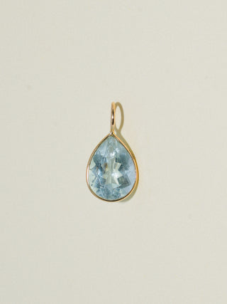 Fishy Aquamarine Teardrop Cut Charm in Yellow 14k Gold