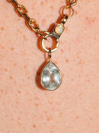 Fishy Aquamarine Teardrop Cut Charm in Yellow 14k Gold