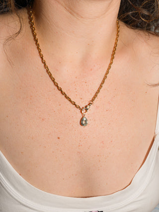 Fishy Aquamarine Teardrop Cut Charm in Yellow 14k Gold