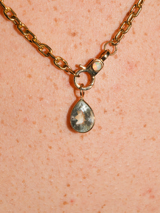 Fishy Aquamarine Teardrop Cut Charm in Yellow 14k Gold