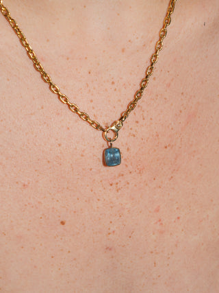 Wiggle Room Aquamarine Cushion Cut Charm in Yellow 14k Gold