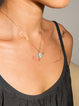 Fountain of Youth Aquamarine Cushion Cut Charm in Yellow 14k Gold