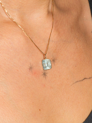 Fountain of Youth Aquamarine Cushion Cut Charm in Yellow 14k Gold