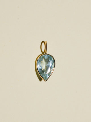 Scuba Duba Aquamarine Inverted Pear Cut Charm in Yellow 14k Gold