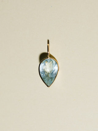 Scuba Duba Aquamarine Inverted Pear Cut Charm in Yellow 14k Gold