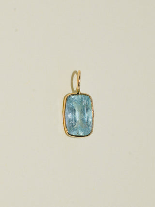 Hot Spring Aquamarine Cushion Cut Charm in Yellow 14k Gold
