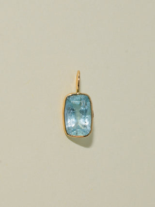 Hot Spring Aquamarine Cushion Cut Charm in Yellow 14k Gold